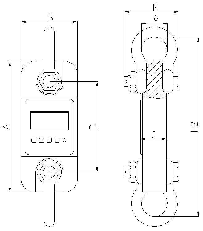 帥華無線測(cè)力儀外形尺寸圖