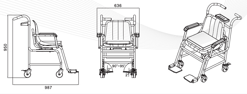 上海帥華醫(yī)用透析輪椅秤尺寸圖